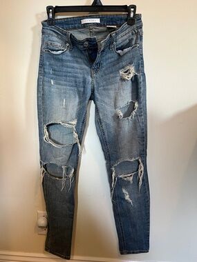 Eunina Distressed Light Blue High-Rise Ripped Skinny Jeans